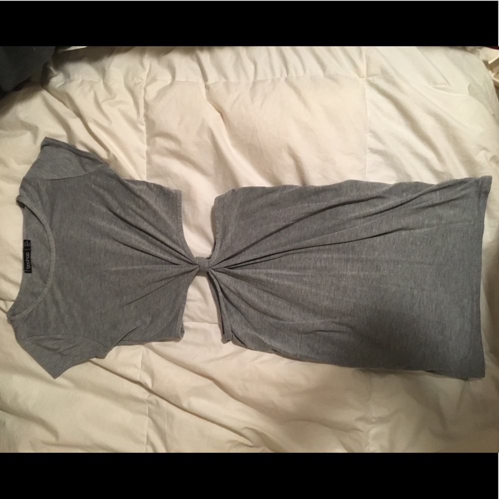 boohoo heather grey knotted dress